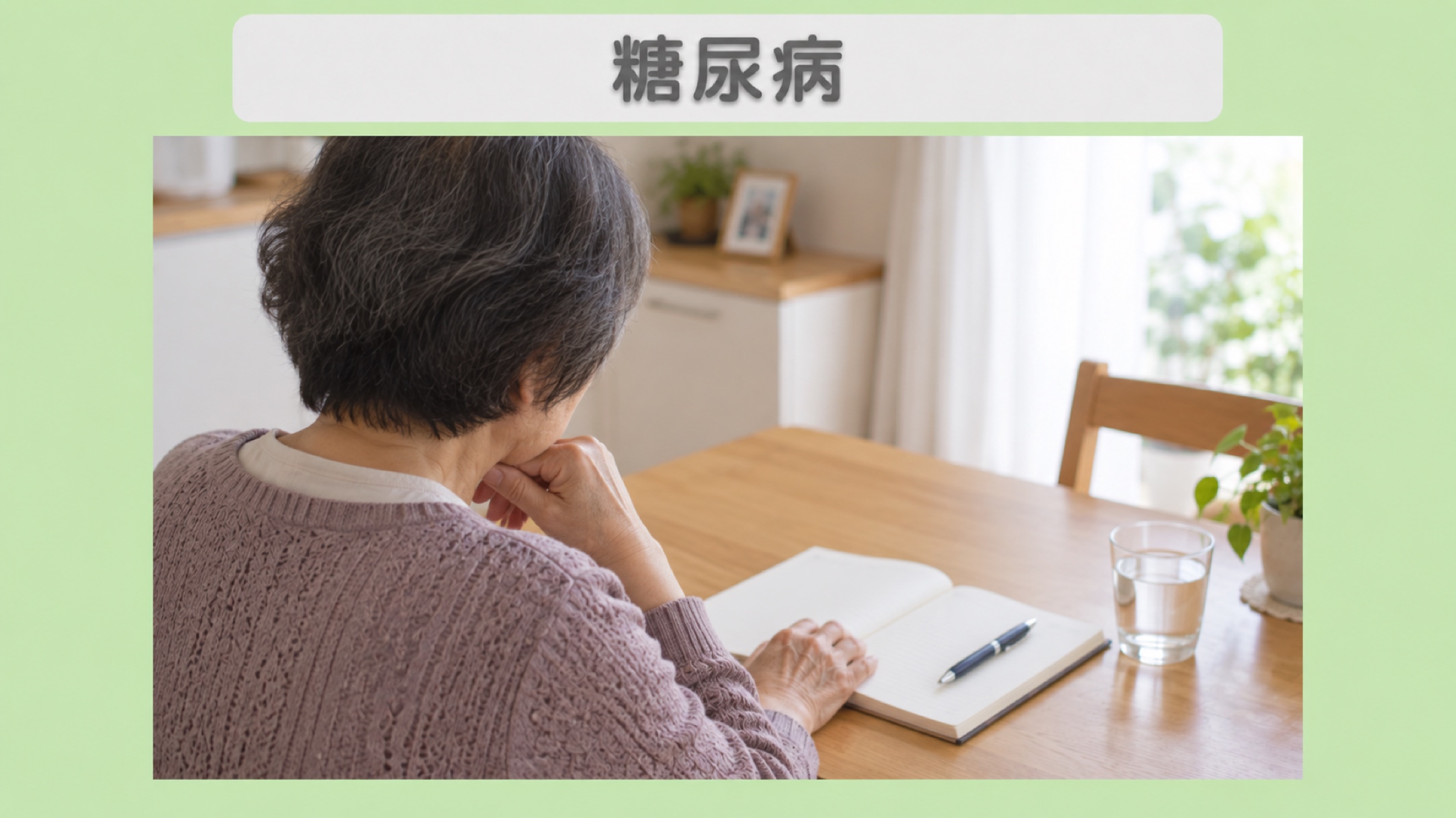 糖尿病:健康管理を考える60代女性のイメージ(AI生成・患者本人ではありません)