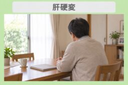 肝硬変：体調を気にかける50代男性のイメージ（AI生成・患者本人ではありません）